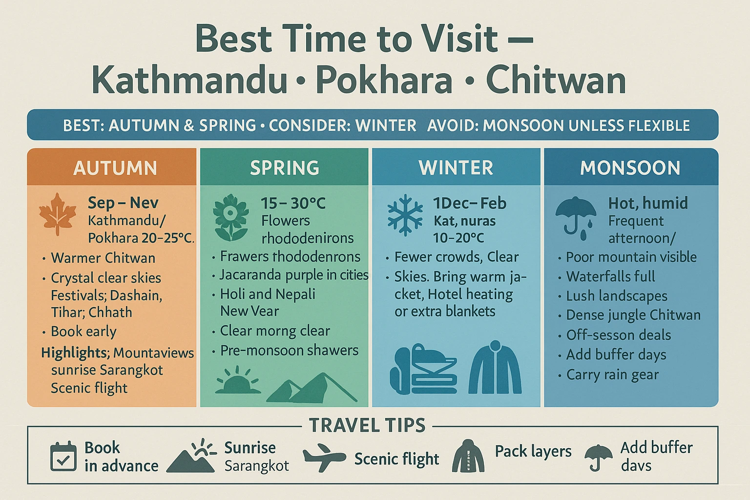 Best time for Kathmandu Pokhara Chitwan Tour