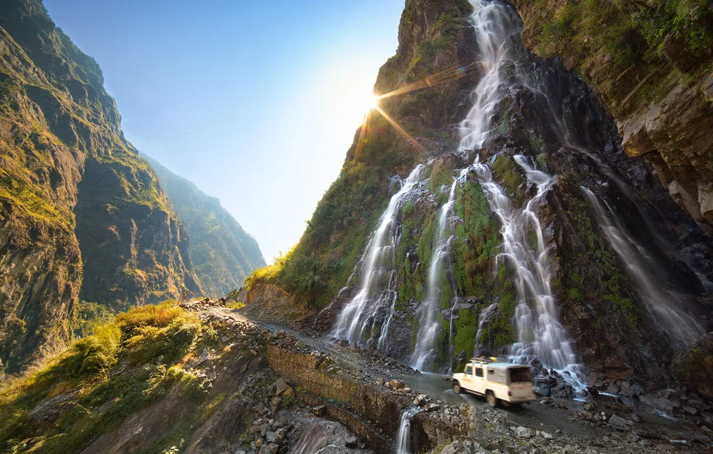 Roadside waterfall in Annapurna