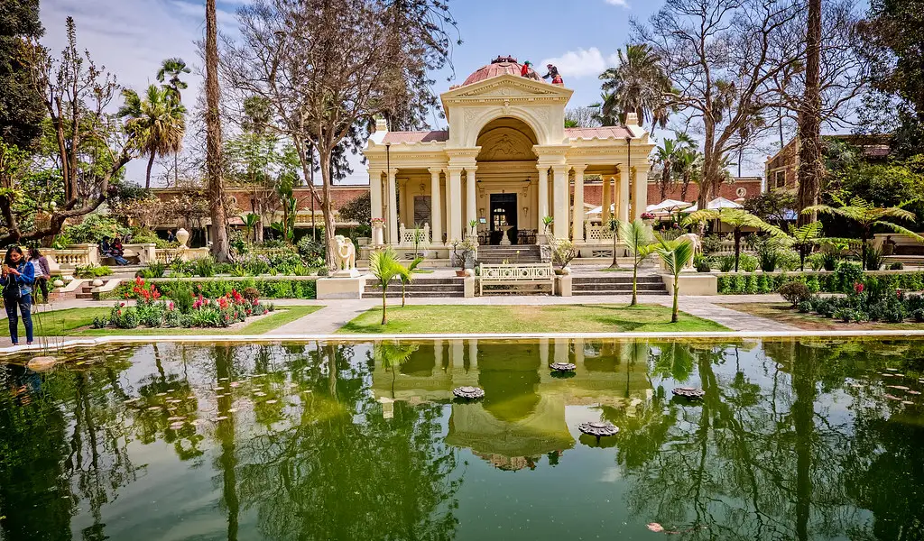 Garden of Dreams in Kathmandu, Nepal, with a classical pavilion and reflecting pond surrounded by landscaped greenery.