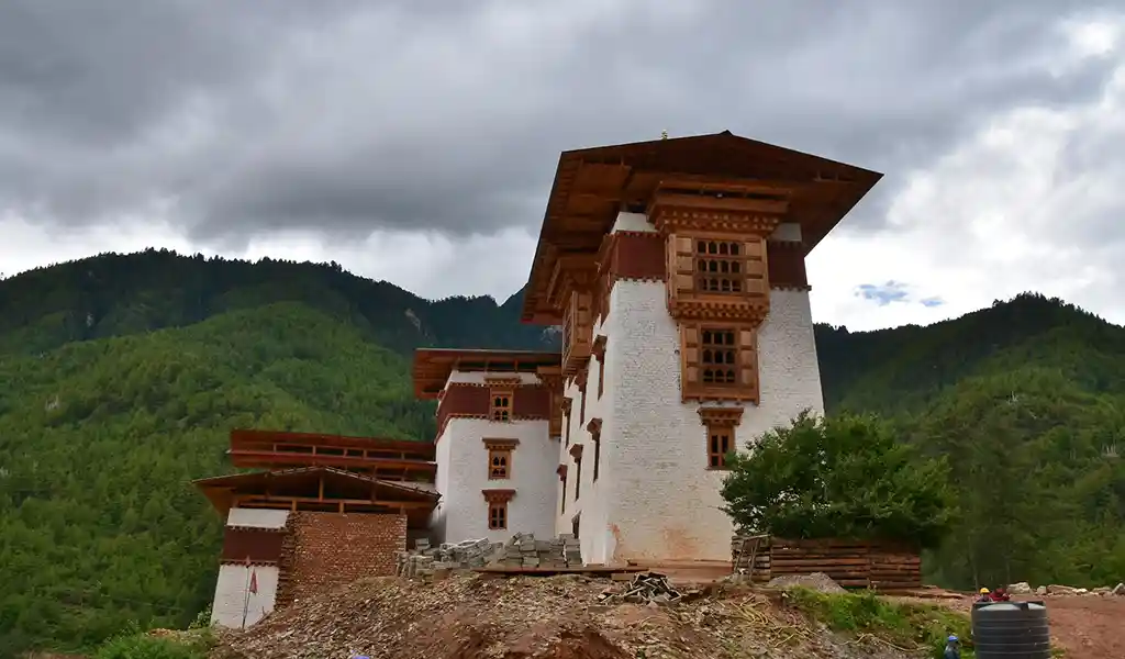 The ancient ruins of Drukgyel Dzong in the upper Paro valley, a key historic site included in a comprehensive Paro travel guide.