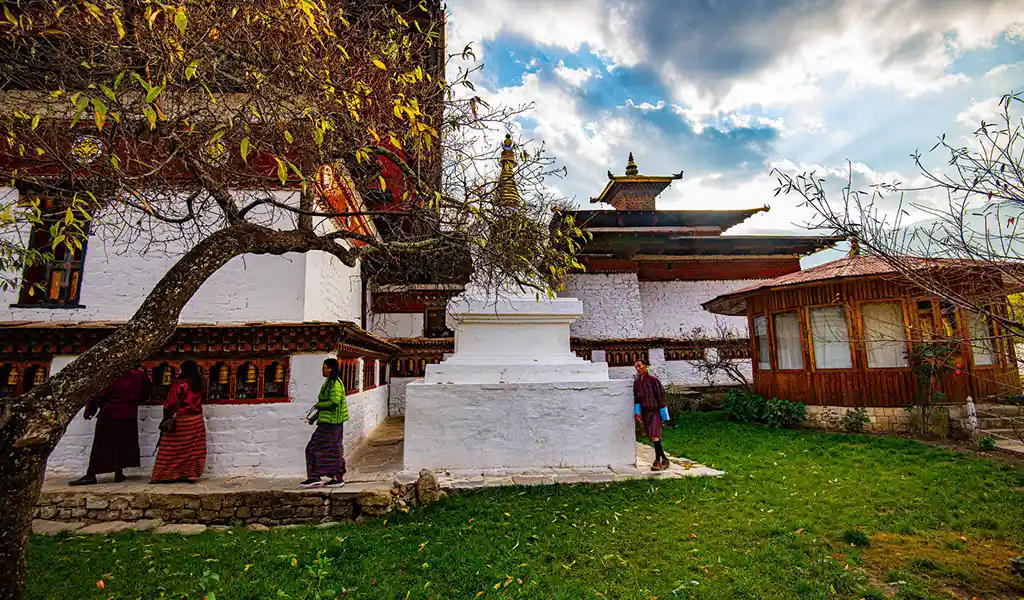 The ancient Kyichu Lhakhang temple in Paro, a 7th-century sacred site often featured in any comprehensive Paro travel guide.