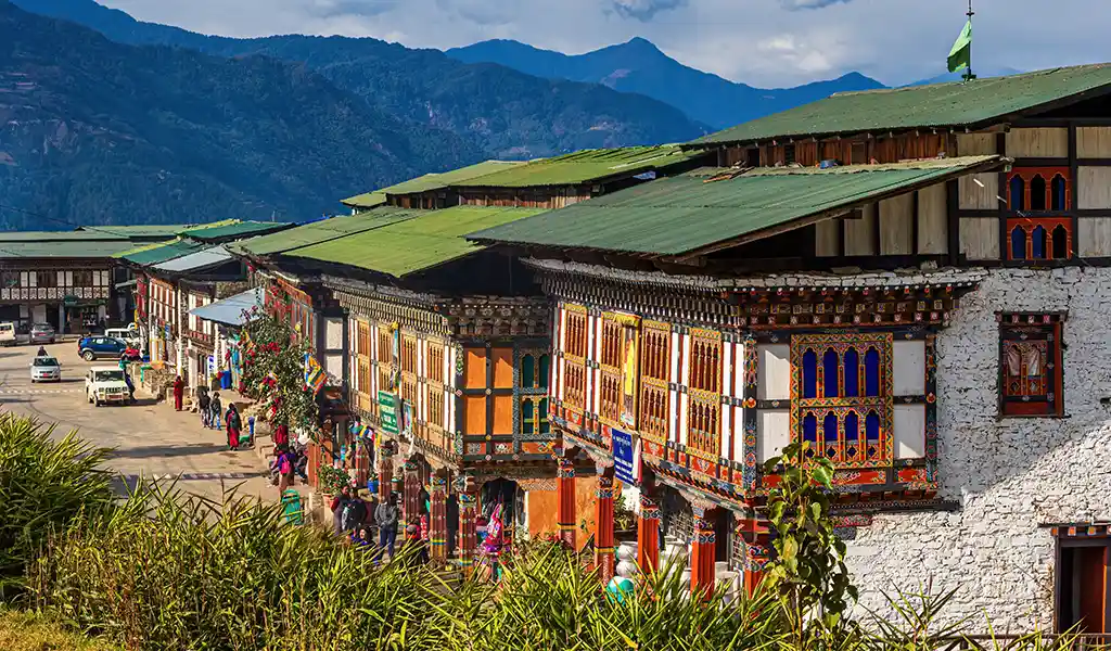 A view of the hilltop town of Mongar, a bustling commercial hub and one of the most scenic places to visit in Bhutan